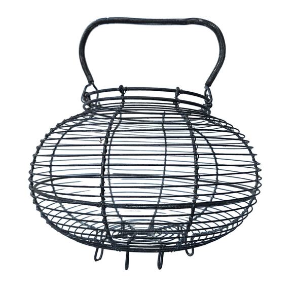 Antique French Wire Egg Basket Cir 1800s 12" wire excellent shape